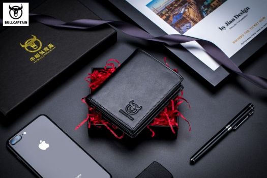 Bull Captain® Δερμάτινο πορτοφόλι QB-027 Μαύρο - Bags - Wallets
