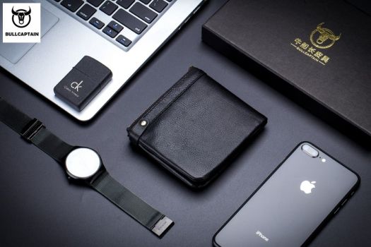 Bull Captain® Δερμάτινο πορτοφόλι QB058-H Μαύρο - Bags - Wallets