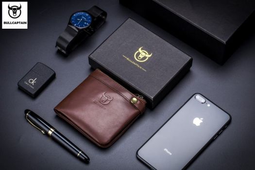 Bull Captain® Δερμάτινο πορτοφόλι QB058-H Καφέ - Bags - Wallets