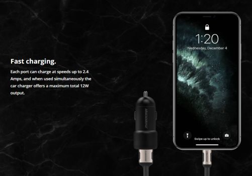 ROCKROSE φορτιστής αυτοκινήτου Ranger M2, 2x USB, 12W, 2.4A, μαύρος - Mobile chargers