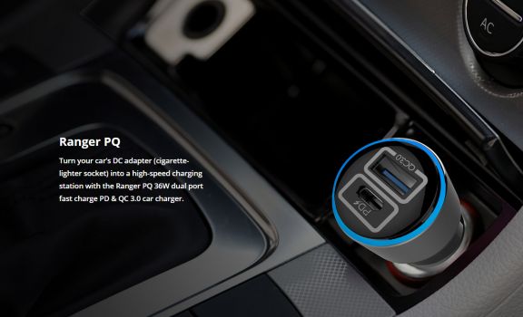 ROCKROSE φορτιστής αυτοκινήτου Ranger PQ, 2x USB, 36W, 3A, μαύρος - Mobile chargers