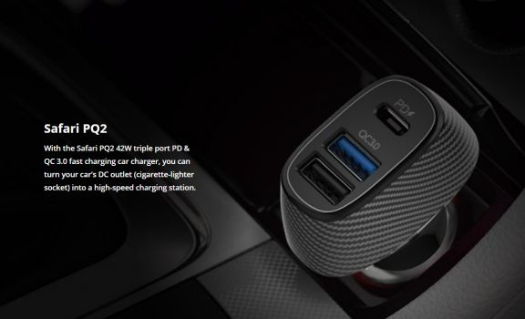 ROCKROSE φορτιστής αυτοκινήτου Safari PQ2, 3x USB, 42W, 3A, μαύρος - Mobile chargers
