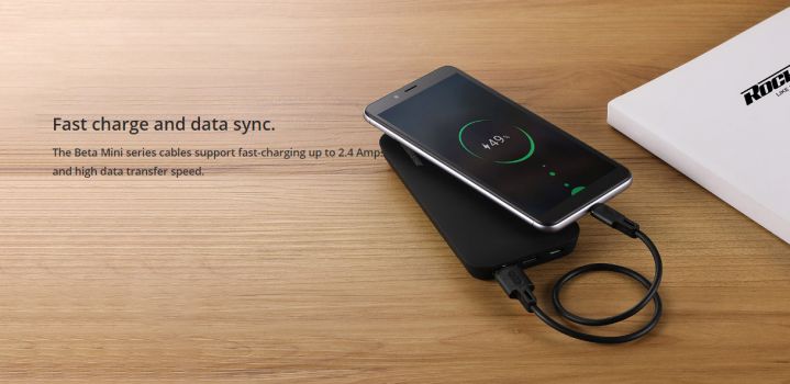 ROCKROSE καλώδιο USB σε Lightning Beta AL Mini, 2.4A 12W, 30cm, μαύρο - Cables