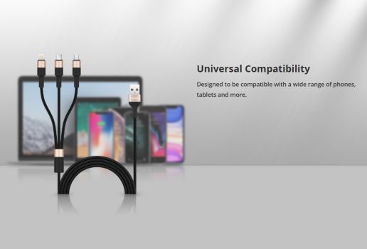 ROCKROSE καλώδιο USB σε Micro/Type-C/Lightning Acacia, 1m, χρυσό-μαύρο - Καλώδια