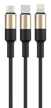 ROCKROSE καλώδιο USB σε Micro/Type-C/Lightning Acacia, 1m, χρυσό-μαύρο - Καλώδια