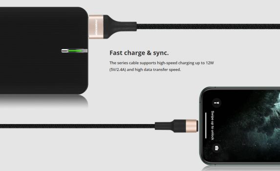 ROCKROSE καλώδιο USB σε USB Type-C Acacia AC, 2.4A 12W, 1m, χρυσό-μαύρο - Καλώδια