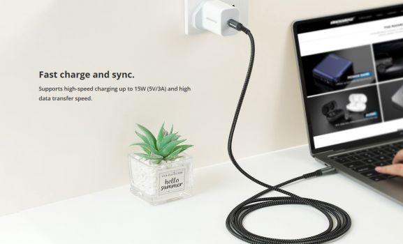 ROCKROSE καλώδιο USB Type-C Powerline CC2, 3A 60W, 2m, μαύρο-μπλε - Καλώδια