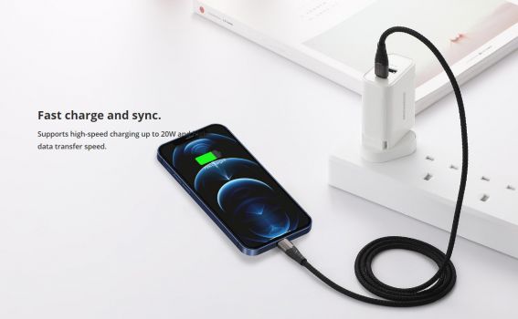 ROCKROSE καλώδιο USB σε Lightning Knight AL, 2.4A 12W, 1m, μαύρο-γκρι - Cables