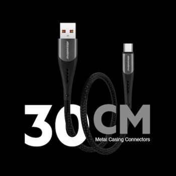 ROCKROSE καλώδιο USB σε Micro USB Diesel AM Mini, 2.4A 12W, 30cm, μαύρο - Cables