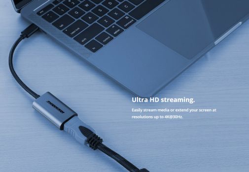 ROCKROSE αντάπτορας Type-C σε HDMI Infinity V, μεταλλικός, γκρι-μαύρο - Cables - Adapters