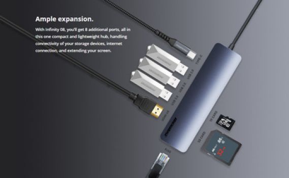 ROCKROSE docking station & hub Infinity 08, USB-C, 8-ports - Περιφερειακά PC