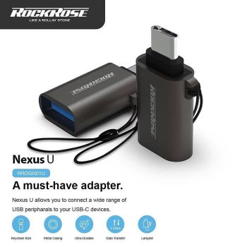 ROCKROSE αντάπτορας USB Type-C σε USB 3.0 Nexus U, 5Gbps, γκρι - Καλώδια