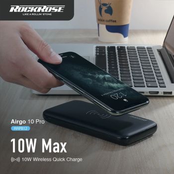 ROCKROSE power bank RRPB12, 10000mAh, 3x output & wireless, 18W, μαύρο - Power Bank
