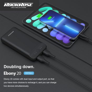 ROCKROSE power bank RRPB24, 20000mAh, 2x output, 2.1A, μαύρο - Power Bank