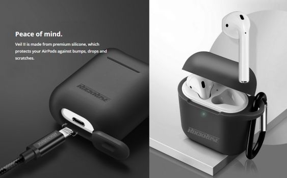 ROCKROSE θήκη προστασίας Veil II για AirPods, μαύρη - Earphones - Bluetooth