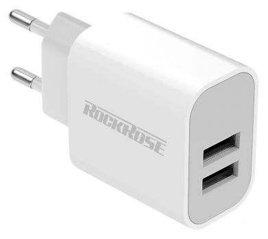 ROCKROSE φορτιστής τοίχου για πρίζα ΕU Casa A2, 2x USB, 2.4A 12W, λευκός - Mobile chargers