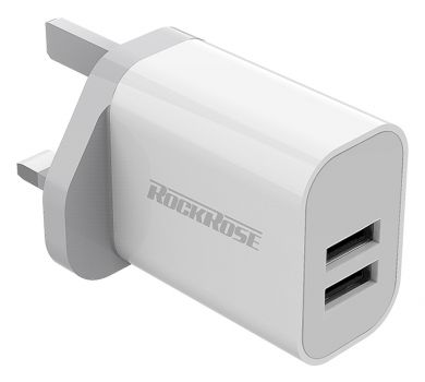 ROCKROSE φορτιστής τοίχου για πρίζα UK Casa A2, 2x USB, 2.4A 12W, λευκός - Mobile chargers