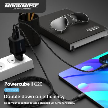 ROCKROSE φορτιστής τοίχου RRTC10EU, USB & Type-C PD, 20W, μαύρος - Φορτιστές κινητών
