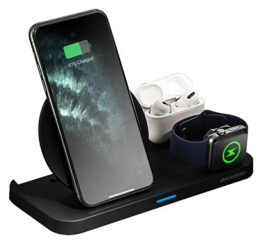ROCKROSE ασύρματος φορτιστής Airwave Max 3in1, 15W, μαύρος - Mobile chargers
