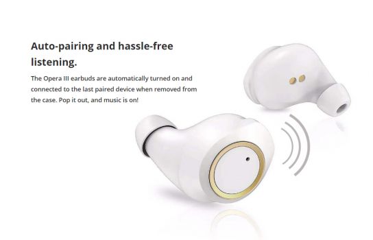 ROCKROSE earbuds Opera III με θήκη φόρτισης, True Wireless, λευκά - Earphones - Bluetooth