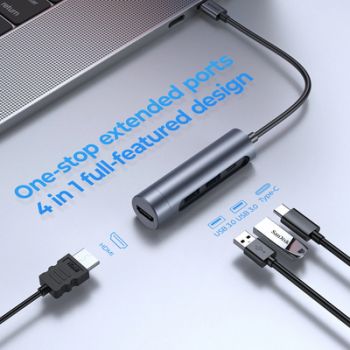 JOYROOM docking station S-H113, 2x USB, HDMI, USB-C, γκρι - Περιφερειακά PC