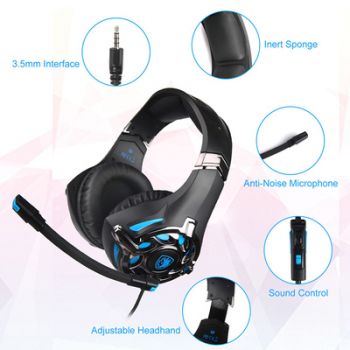 SADES gaming headset SA-822, 3.5mm, 50mm, μαύρο - Περιφερειακά PC