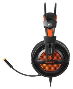 SADES Gaming Headset A6, multiplatform, USB, LED, μαύρα - Περιφερειακά PC