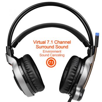 SADES gaming headset SA-R1, USB, 50mm, 7.1CH, LED, μαύρο - Περιφερειακά PC