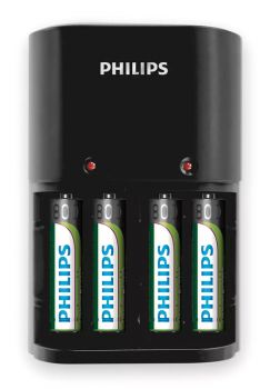 PHILIPS φορτιστής μπαταριών AA & AΑΑ NiMH SCB1450NB με 4x AAA, μαύρος - Alkaline / Rechargeable batteries