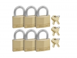 Masterlock - SET of 6 brass padlocks 40mm with the same key - Safe deposit boxes -Security Locks - Padlocks