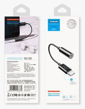 JOYROOM καλώδιο USB Type-C σε 3.5mm SH-C1, 0.12m, μαύρο - Καλώδια