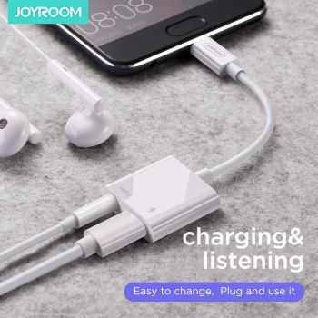 JOYROOM καλώδιο USB Type-C σε Type-C & 3.5mm SH-C1, 3A, 0.12m, λευκό - Καλώδια