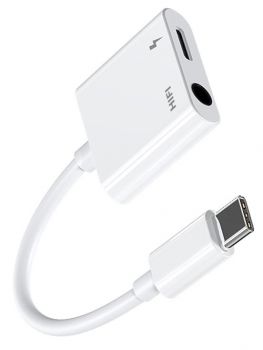 JOYROOM καλώδιο USB Type-C σε Type-C & 3.5mm SH-C1, 3A, 0.12m, λευκό - Καλώδια