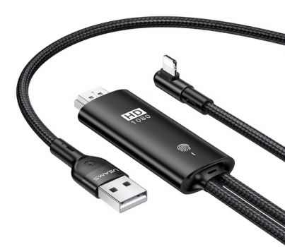 USAMS καλώδιο Lightning σε HDMI U53, με USB τροφοδοσία, 2m, μαύρο - Cables - Adapters