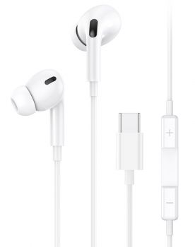 USAMS earphones με μικρόφωνο EP-41, USB Type-C, 10mm, 1.2m, λευκά - Ακουστικά - Bluetooth