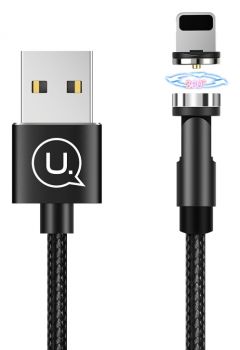USAMS Καλώδιο USB σε lightning U59, μαγνητικό, περιστρεφόμενο, 1m, μαύρο - Cables