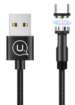 USAMS Καλώδιο USB σε USB Type-C U59 μαγνητικό, περιστρεφόμενο, 1m, μαύρο - Καλώδια