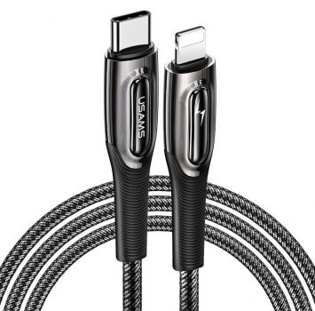 USAMS Καλώδιο USB Type-C σε Lightning SJ496USB01, 20W, 1.2m, μαύρο - Καλώδια