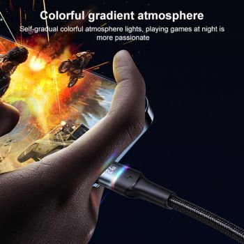 USAMS καλώδιο Lightning σε USB SJ534 με φωτισμό, 2.4A, 1.2m, χρυσό - Cables