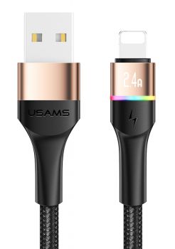 USAMS καλώδιο Lightning σε USB SJ534 με φωτισμό, 2.4A, 1.2m, χρυσό - Cables