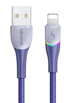 USAMS καλώδιο Lightning σε USB SJ541 με RGB φωτισμό, 2.4A, 1.2m, μπλε - Cables