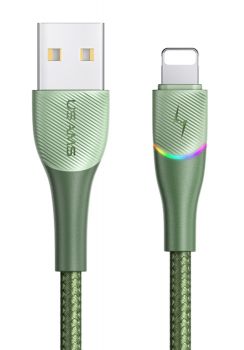 USAMS καλώδιο Lightning σε USB SJ541 με RGB φωτισμό, 2.4A, 1.2m, πράσινο - Cables
