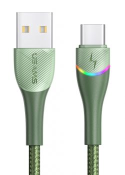 USAMS καλώδιο USB-C σε USB SJ542 με RGB φωτισμό, 3A, 1.2m, πράσινο - Cables