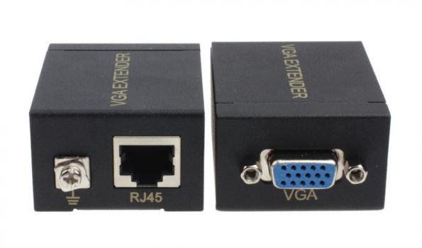 POWERTECH VGA Signal Extender SLOT-019, Digital to Analog L/R Audio, 60m - Cables - Adapters