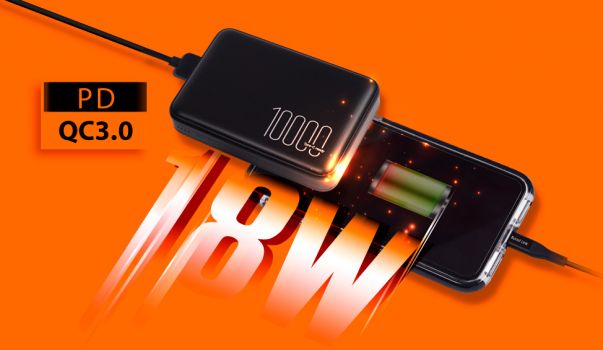 SILICON POWER power bank QP70, 10000mAh, USB & USB Type-C, 18W, μαύρο - Power Bank