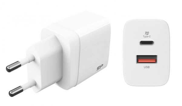 SILICON POWER φορτιστής τοίχου QM15, USB & USB Type-C, QC3.0 18W, λευκός - Φορτιστές κινητών