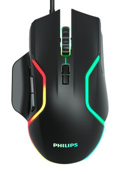 PHILIPS gaming ποντίκι SPK9525, ενσύρματο, 2400DPI, 8 πλήκτρα, μαύρο - Περιφερειακά PC
