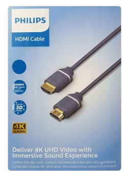 PHILIPS καλώδιο HDMI 2.0 SWV5650G, 4K 3D, copper, γκρι, 5m - Cables - Adapters
