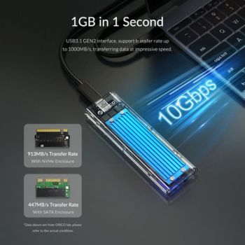 ORICO θήκη για Μ.2 B key SSD TCM2M-C3, USB3.1, 10Gbps, έως 2TB, μπλε - Περιφερειακά PC
