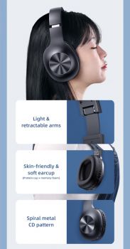 USAMS headphones YX05, wireless & wired, BT 5.0, μπαταρία 1200mAh, μαύρα - Earphones - Bluetooth